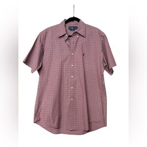 Ralph Lauren Men's Burgundy Checkered Button Down Shirt